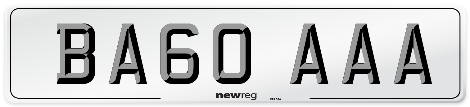 BA60 AAA Number Plate from New Reg